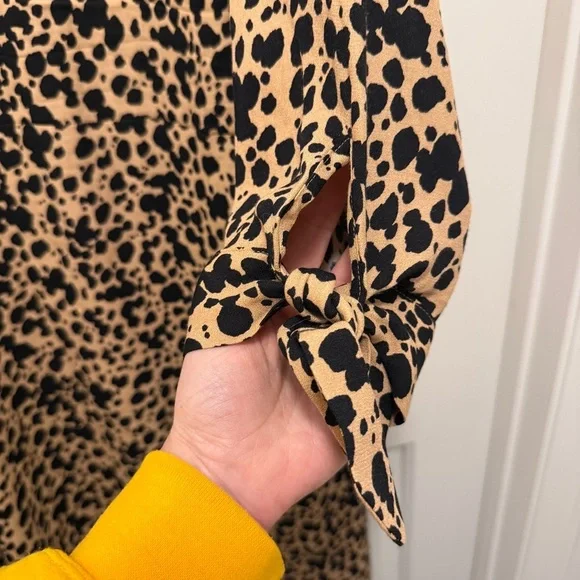 Reformation Port Dress Leopard Print Long Sleeve Fit & Flare Size 20 - Picture 5 of 9
